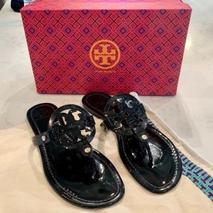 Black Patent Tory Burch Miller Sandals